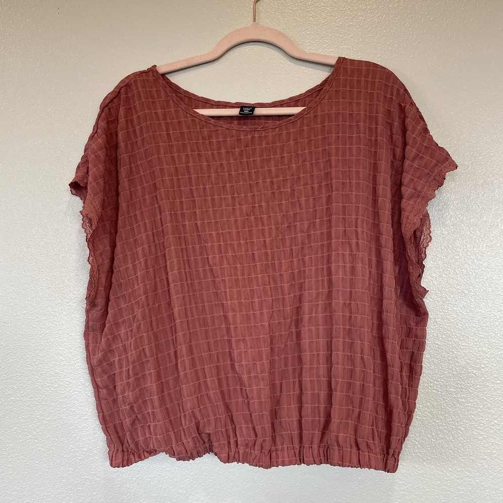 Shein Curve Dusty Pink Puckered Crop Elastic Hem  Women's Size 3XL